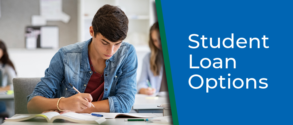 Student Loan Options - Image of a high school student reviewing a book and taking notes